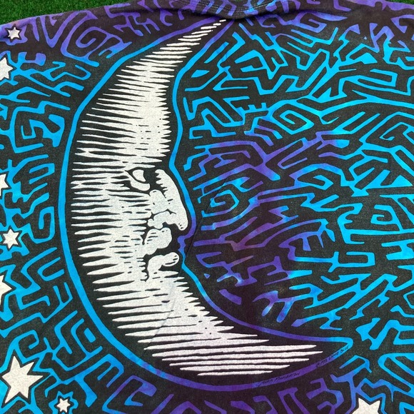 Vintage Liquid Blue Shirt Mens XXXXL 1992 Pinkerton Sun Moon All Over Print 90s - Picture 7 of 14